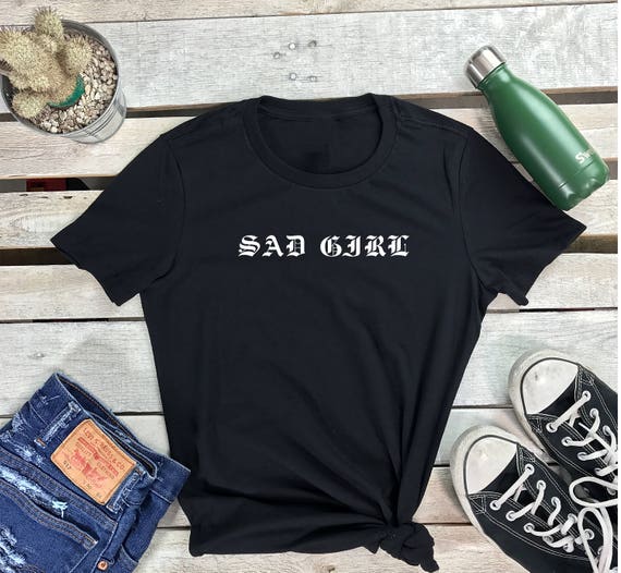 SAD GIRL Women's Short Sleeve Crewneck T Shirt , Hip Hop Tee Emo, Street wear Shirt