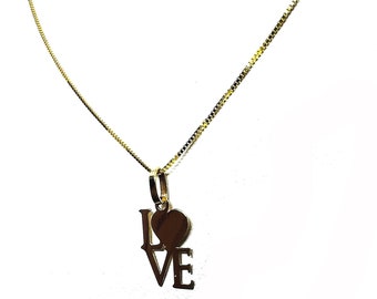 Pendentif LOVE  or jaune massif 9K 375/1000