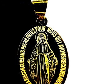 Pendentif Vierge Miraculeuse Or jaune massif  18k 750%