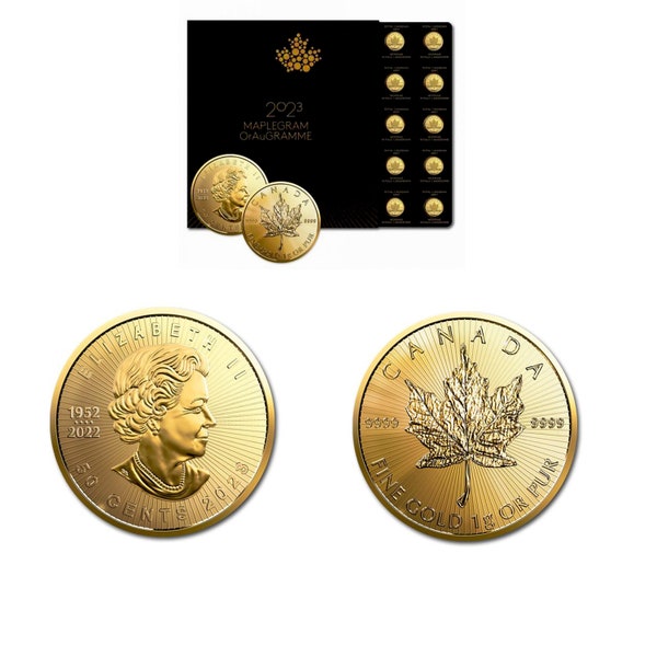 Moneda de oro puro de 24k 999,9 Reina Isabel II 2023