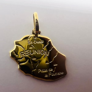 Pendentif Or jaune massif 18k 750% Carte de la Réunion