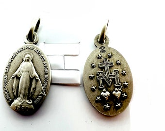 Pendentif Médailles argent massif 925 Vierge miraculeuse 1830