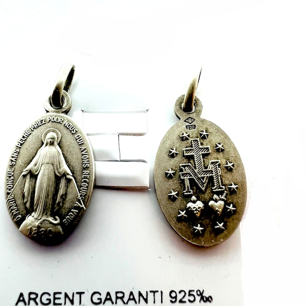 Pendentif Médailles argent massif 925 Vierge miraculeuse 1830