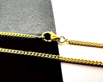 Catena barbazzale con diamanti, oro giallo massiccio 18k 750%