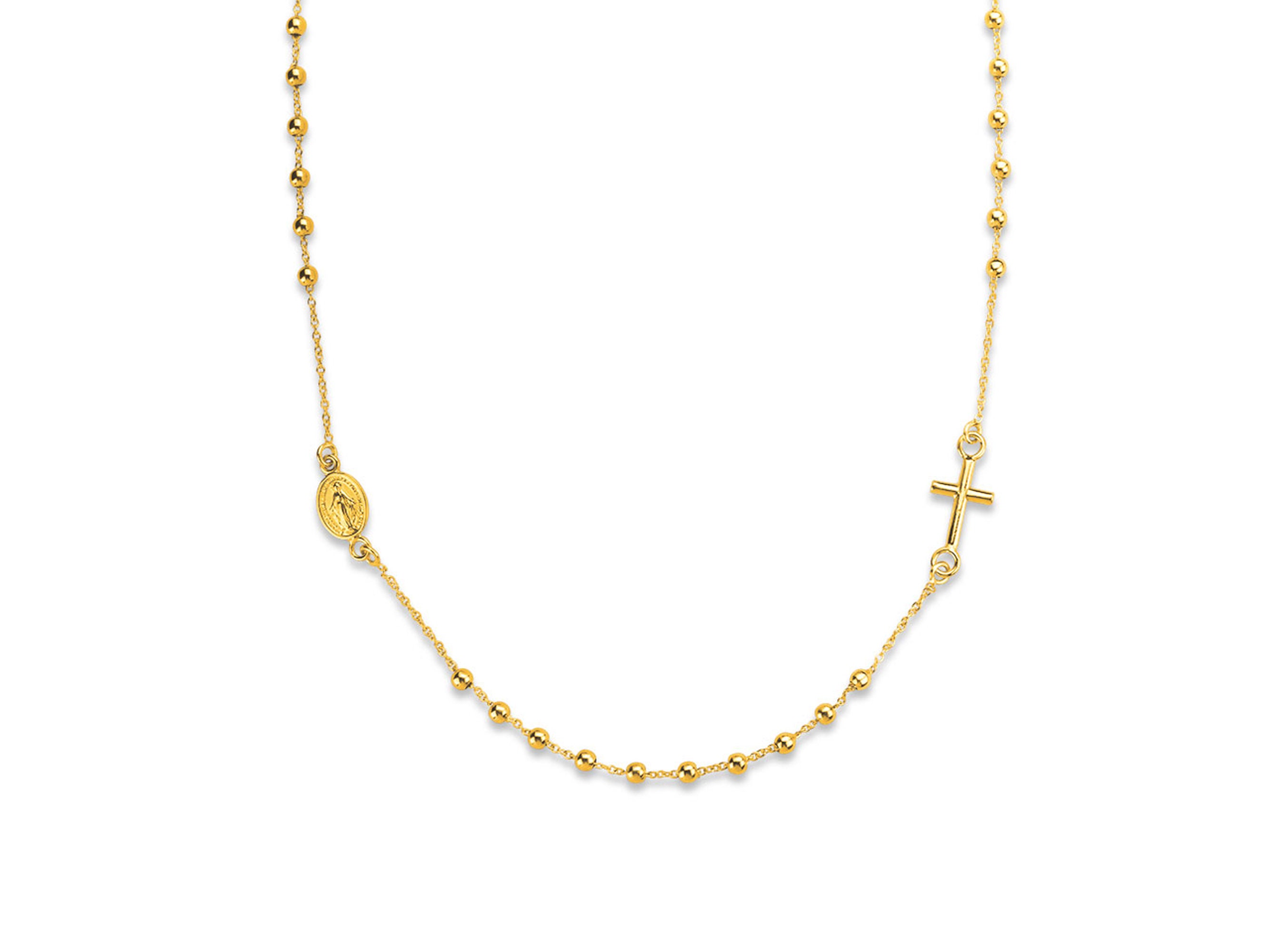 Chapelet Médaille Vierge Miraculeuse Or Massif 18K, 750%