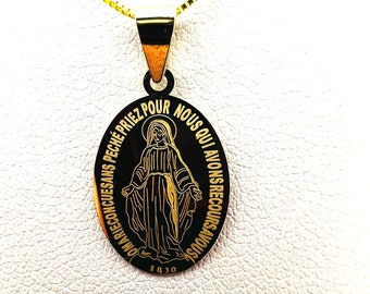 Médaille Vierge Miraculeuse or jaune massif 9K 375/1000