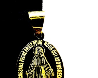 Médaille Vierge Miraculeuse Or jaune massif  18k 750%