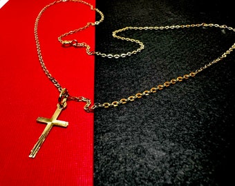 Chaîne & pendentif croix  or jaune massif 18k 750%