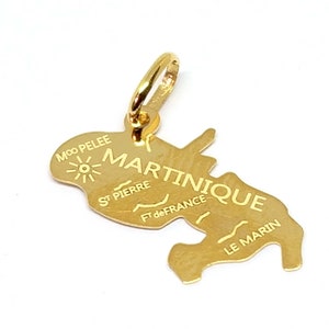 Pendentif Or jaune massif 18k 750% Carte de la Martinique