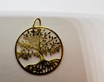 Pendentif Arbre de vie Or jaune massif 18k 750%