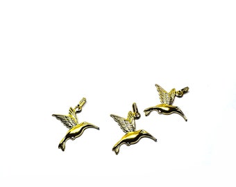 X 3 Pendentifs Colibri Or jaune massif 18k  750%