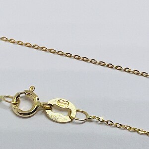 May include: A gold chain necklace with a lobster clasp and a small oval tag inscribed with the word "Italy".