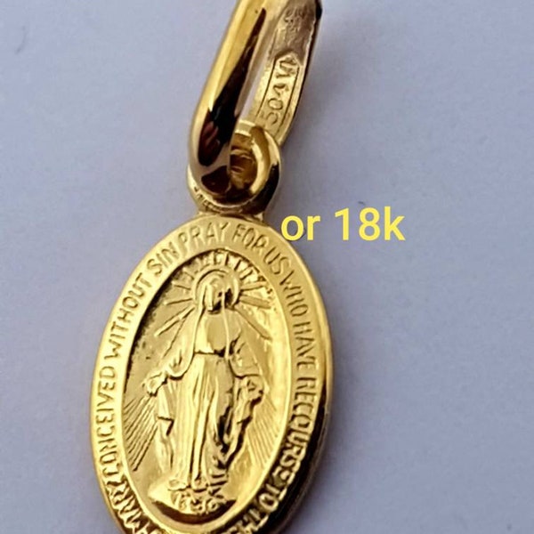 Massief 18k geelgouden hanger 750% Wonderbaarlijke Maagd 1830