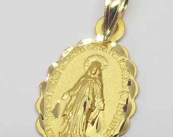 Pendant Solid Yellow Gold 750% 18k Original Miraculous Virgin