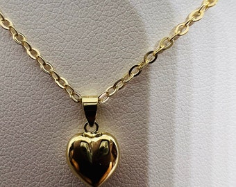 Colgante de corazón de oro amarillo macizo de 18 quilates (750%)