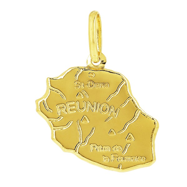 Pendentif Or jaune massif 18k 750% Carte de la Réunion