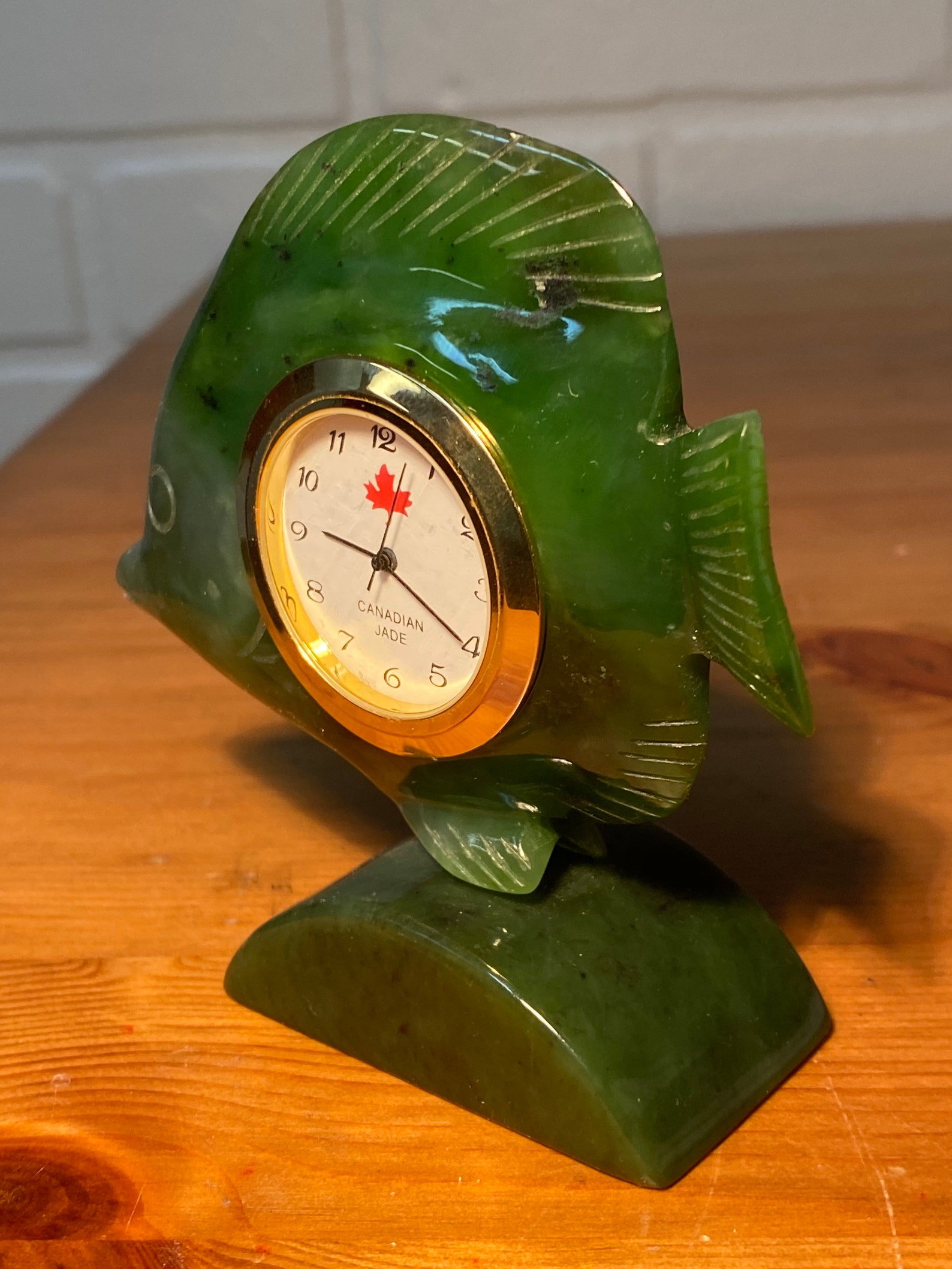 Hand Carved Canadian Jade Table Desk Clock in Fish Shape | Etsy