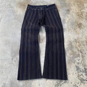 UTSVÄND SEMANTISK DESIGN Japan Prisoner Pin Randiga Bootcut-byxor Avant Garde-byxor/Tornado Mart Utsvängda/LgB Utsvängda Byxor/Bottom Bell-byxor/Hysterisk