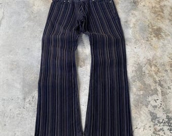 パンツ Y2K 00s TORNADO MART flare stripe pants Vintage Plaid Flare Pants - Tornado Mart Y2K Bootcut (waist 28