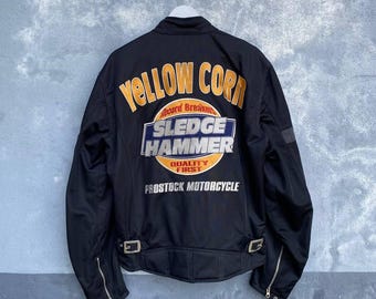 Vintage 90s Yellow Corn Sledge Hammer Bomber Jacket Japanese Brand