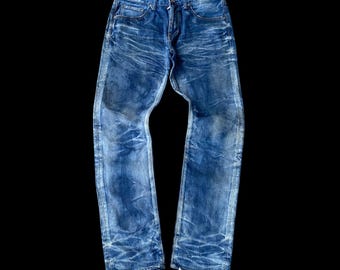 ARCHIVO JAPONÉS VINTAGE SWAGGER Ura-HaraJUKU Descolorido Pesado Bigote Panal Marca de garra Fantasma Visvim Estilo Kapital/Mezclilla Japonesa/Jean Vintage
