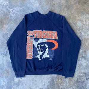 RARE Vintage 80S VIRGINA UNIVERSITY Cowboy Vintage University Sweatshirt Crewneck Faded Blue/Men Sweatshirt/Jumper Pullover/Vintage Tees