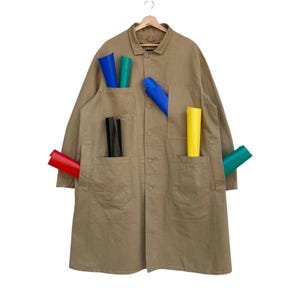 ARCHIVAL JAPANESE Back NUMBER Washi Denim Kapital Jacket Multipocket XLarge Yohji Yamamoto Style/Military Jacket/Long Jacket/Mens Jacket
