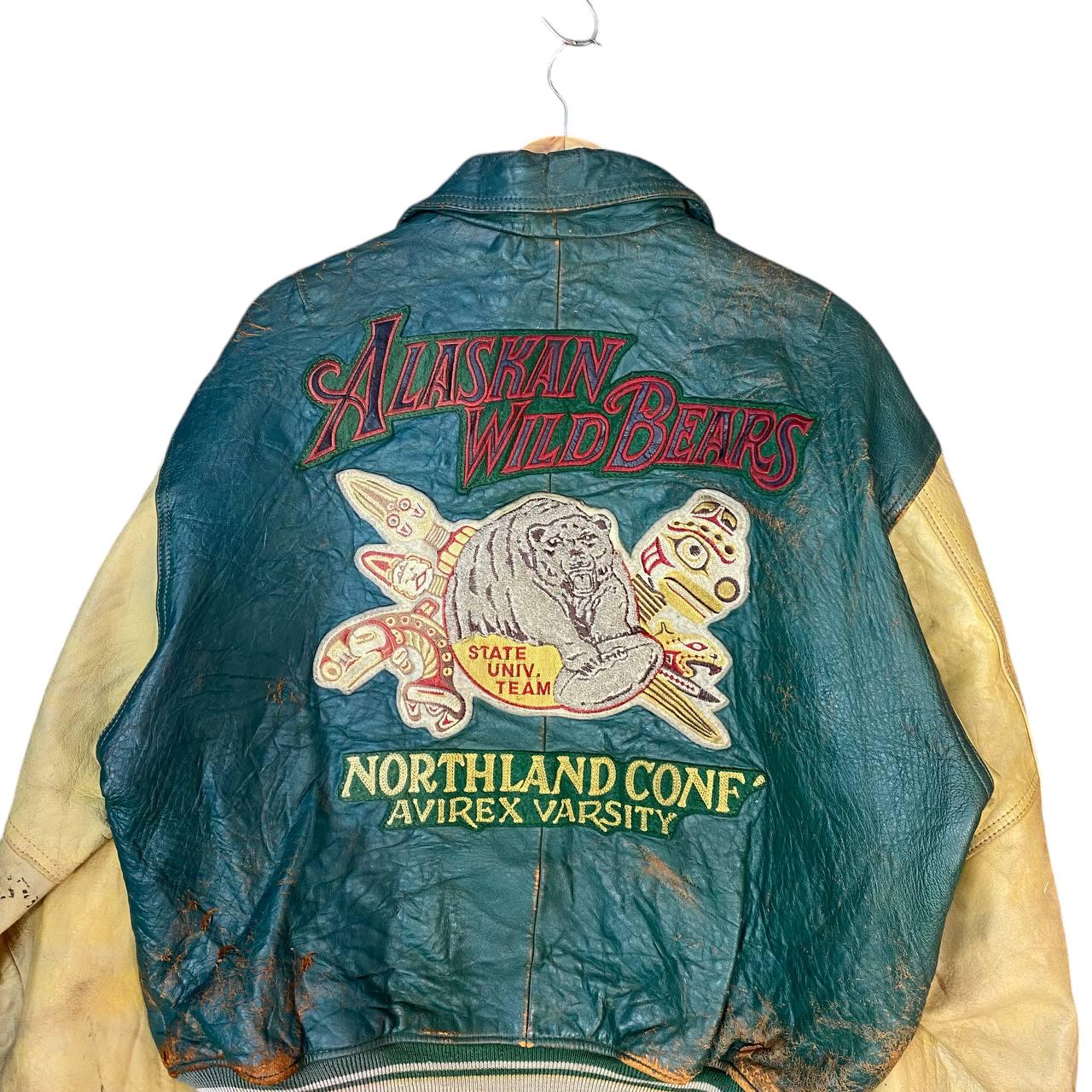 RARE VINTAGE 80-90s AVIREX Varsity Full Leather Distressed Varsity 