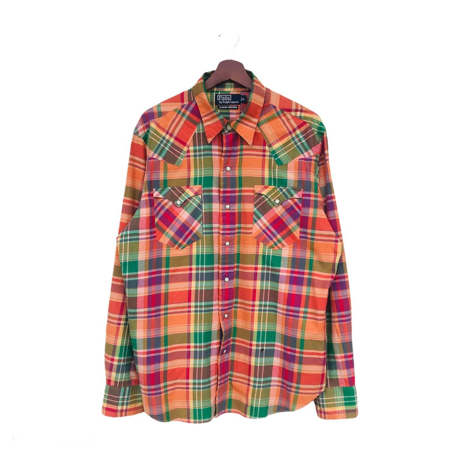 Vintage 90s Polo Ralph Lauren Western Classic Plaid Pearl