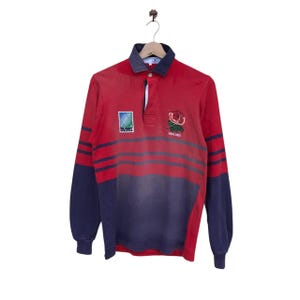 VINTAGE ENGLAND RUGBY Shirt England Rugby Polo World Cup Rose Logo SunFaded Striped Small Size/Vintage Rugby Shirt/Rugby Classic/Rugby World