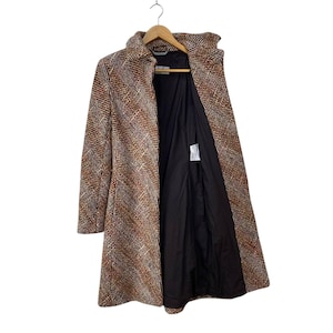 SPORTMAX MAX MARA Tweed Wool Lana Knitted Women Long Coat Made In Italy Size 36 image 12