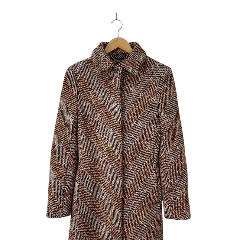 SPORTMAX MAX MARA Tweed Wool Lana Knitted Women Long Coat Made In Italy Size 36 image 2