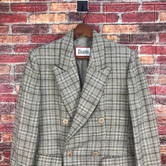 HERNO JACKET CHECKERED Double Breasted Herno Coat… - image 2