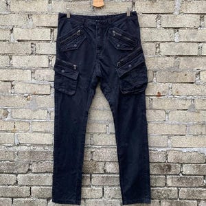 RARE VTG Roen Collabration Semantic Design Mastermind Japan Skull Faded Black Military Cargo Slim Straight Leg W31x32/Kapital/Isamu Katayama