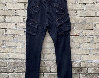 RARE VTG Roen Collabration Semantic Design Mastermind Japan Skull Faded Black Military Cargo Slim Straight Leg W31x32/Kapital/Isamu Katayama