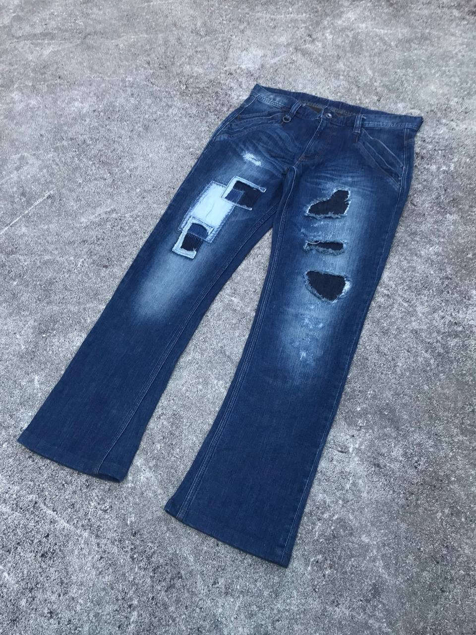 Japan Flared NCFM (Nicole Club For Men) Jeans z łatami i