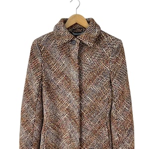 SPORTMAX MAX MARA Tweed Wool Lana Knitted Women Long Coat Made In Italy Size 36 image 4