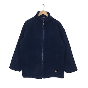 VINTAGE 90s REEBOK sherpa fleece zipper jacket with embroidered logo quilted insulated Lining/TNF/Patagonia