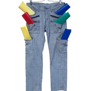 Vintage LEE Riders Japan Bondage 8pockets checkered cargo pant Street Japan Grungy Jean denim