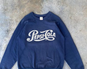 RARE VINTAGE 80S PEPSI Cola Faded Blue Crewneck Jumper/vintage