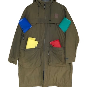 Vintage Hai Sporting Gear by issey miyake survival military jacket with faded green military multipocket hoodie designer japan jacket