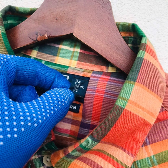 トップス 90's Polo by Ralph Lauren WESTERN shirt Vintage Polo Ralph Lauren Shadow Plaid Pearl Snap Western Shirt