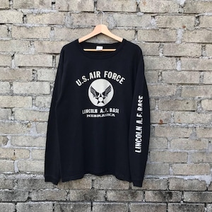 Vintage Buzz Rickson Toyo Enterprises U.S. Air Force Long Sleeve Shirt-Lincoln A.F. Base Nebraska - Japanese Repro Military Tee/Sugar Cane