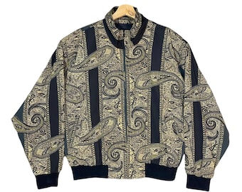 Chaqueta estilo banana vintage japonesa de los años 90 con estampado paisley, similar a las chaquetas Hermes/Japonesa/De diseñador/Vintage/Chaqueta de hombre/Chaqueta de satén/Bomber