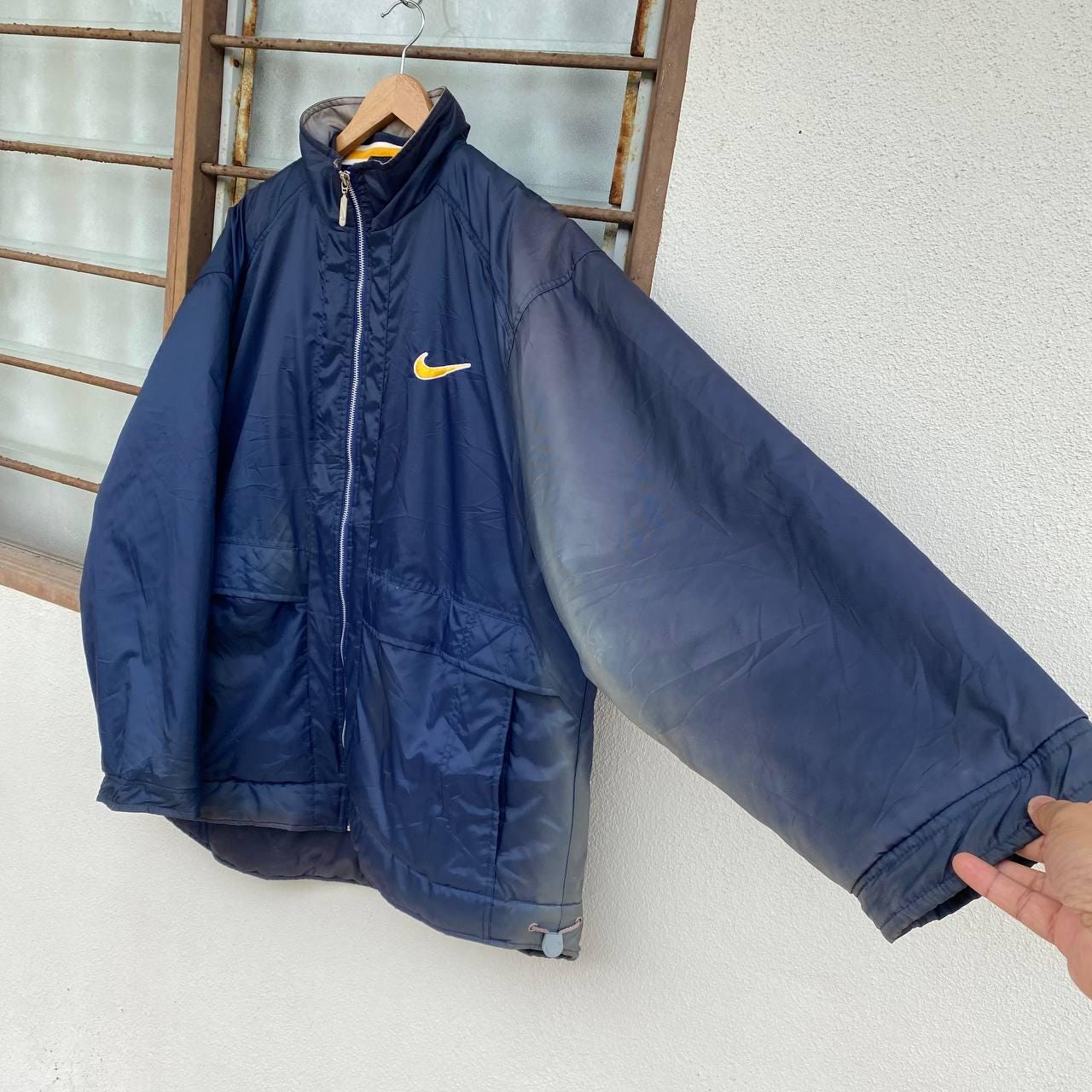 VINTAGE 90S NIKE COACH Insulated Jacket Nike Large Baggy Faded