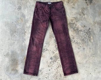 VINTAGE LOWBOX JAPAN Wein-Rot Dye FishBone Wash Reißverschluss Gerades Bein W30x33 Zoll/Tornado Mart/Lgb Jean/Gothic/Punk/Rocker/Streetwear/Kapital