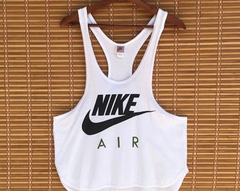 Vintage 1990s Nike AIR Jordan swoosh big logo Grey Tag sleeveless running sportwear Made in Japan /Vintage NIKE/Nike jumper Nike Tees