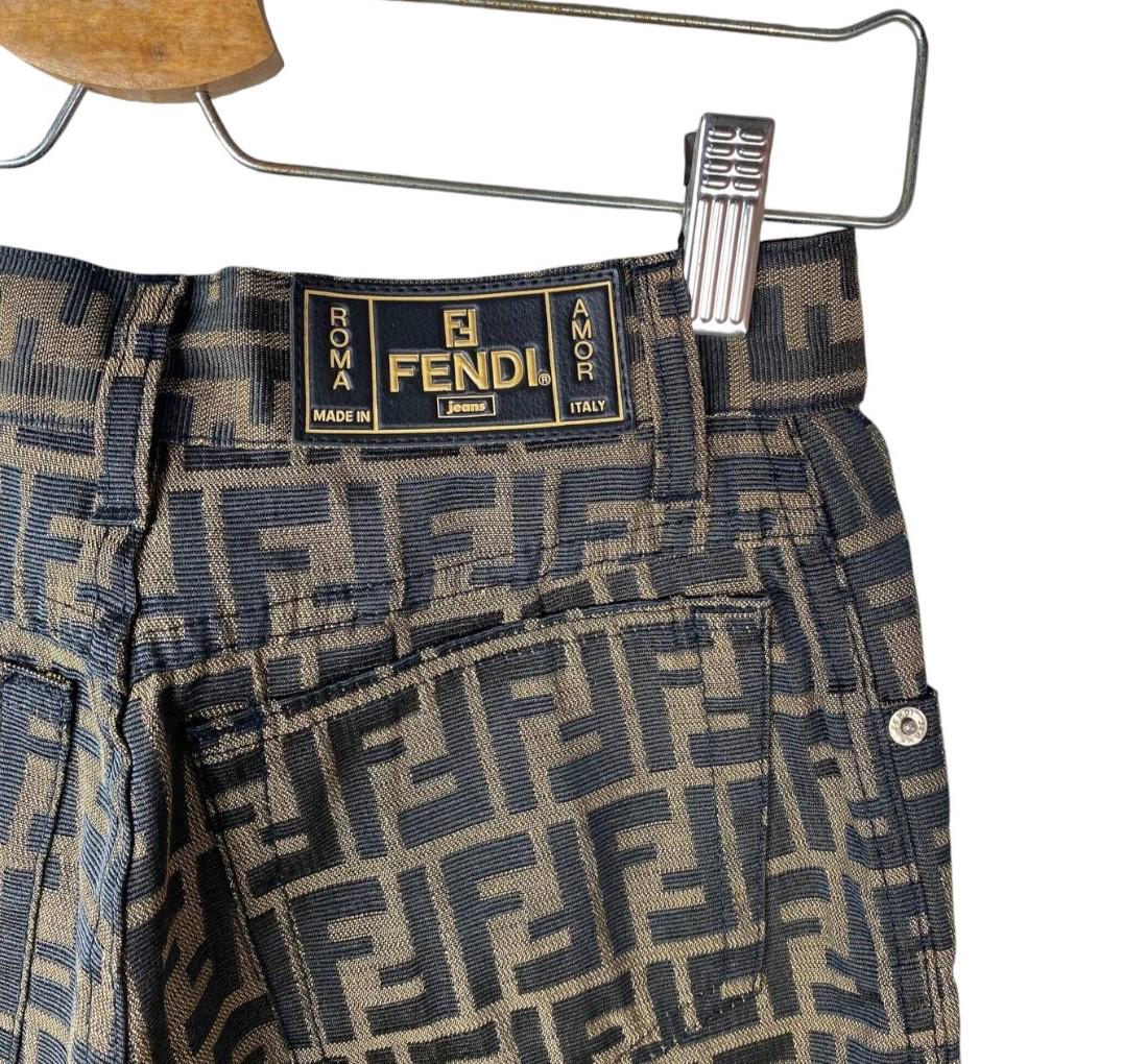 パンツ Vintage FENDI Zucca Pants Denim 27 Fendi // Vintage Brown Monogram Zucca Jeans – VSP Consignment