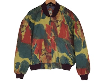 Rare Vintage 80s Atsuki Onishi Pleated Indigo Denim Bomber Jacket