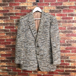 KURTKA JAPOŃSKA ZŁOTA Tweedowa oryginalna królewska dzianinowa kurtka Tokyo Tweed w stylu Yohji Yamamoto Wyprodukowano w Japonii Rozmiar M